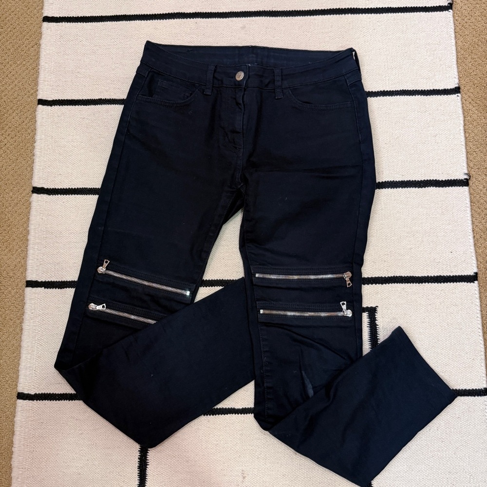 Sandro Black Jeans with Zipper Accents